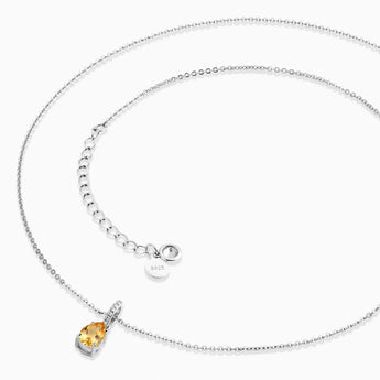925 Sterling Silver Pear Citrine Pendant Necklace - Ocean Tear Side View