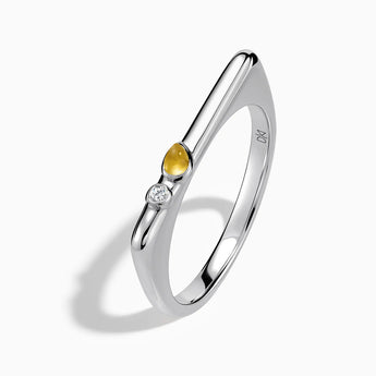925 Sterling Silver Pear Green Amethyst Puzzle Stacking Ring - Minimal Calm Side View