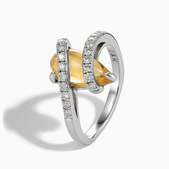 925 Sterling Silver Pear Citrine Wrap Ring - Orbit Side View