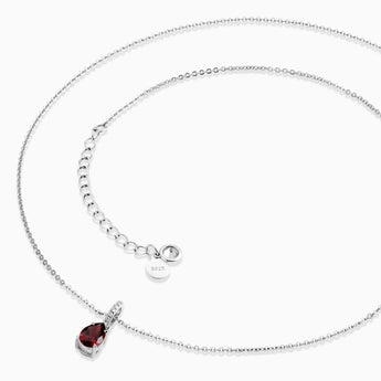 925 Sterling Silver Pear Garnet Pendant Necklace - Ocean Tear Side View