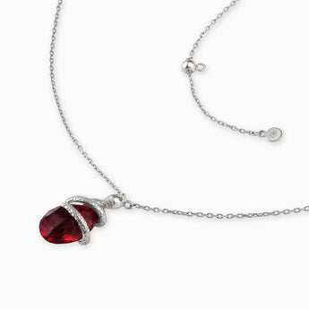 925 Sterling Silver Pear Garnet Serpent Wrap Necklace Wild Oath Side View