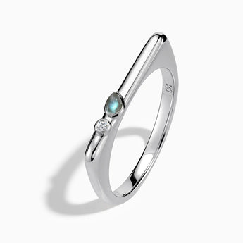 925 Sterling Silver Pear Labradorite Puzzle Stacking Ring - Minimal Calm Side View