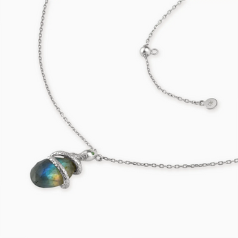 925 Sterling Silver Pear Labradorite Serpent Wrap Necklace Wild Oath Side View