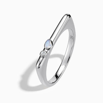 925 Sterling Silver Pear Moonstone Puzzle Stacking Ring - Minimal Calm Side View