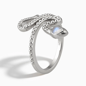 925 Sterling Silver Pear Moonstone Serpent Ring - Mystic Coil Side View