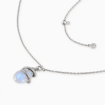 925 Sterling Silver Pear Moonstone Serpent Wrap Necklace Wild Oath Side View