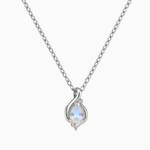 925 Sterling Silver Pear Moonstone Swirl Necklace - Eternal Flowline Front View