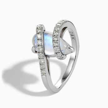 925 Sterling Silver Pear Moonstone Wrap Ring - Orbit Side View