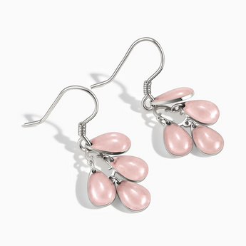 925 Sterling Silver Pear Morganite Dangle Earrings - Petal Rain Side View
