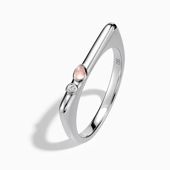 925 Sterling Silver Pear Morganite Puzzle Stacking Ring - Minimal Calm Side View