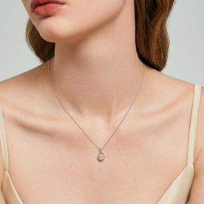 925 Sterling Silver Pear Morganite Reversible Necklace - Inner Heart Model Shot