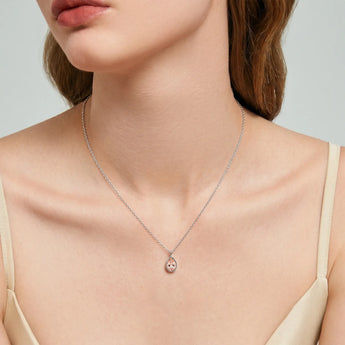 925 Sterling Silver Pear Morganite Reversible Necklace - Inner Heart Model Shot