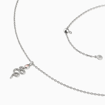 925 Sterling Silver Pear Morganite Serpent Pendant Necklace Meander Side View