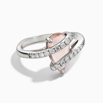 925 Sterling Silver Pear Morganite Wrap Ring - Orbit Front View