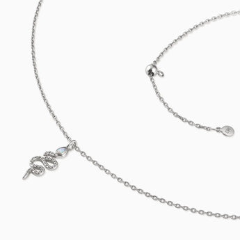 925 Sterling Silver Pear Opal Serpent Pendant Necklace Meander Side View