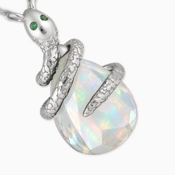 925 Sterling Silver Pear Opal Serpent Wrap Necklace Wild Oath Detail View