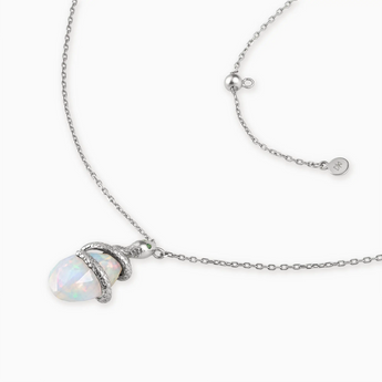 925 Sterling Silver Pear Opal Serpent Wrap Necklace Wild Oath Side View