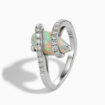 925 Sterling Silver Pear Opal Wrap Ring - Orbit Side View