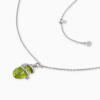 925 Sterling Silver Pear Peridot Serpent Wrap Necklace Wild Oath Side View
