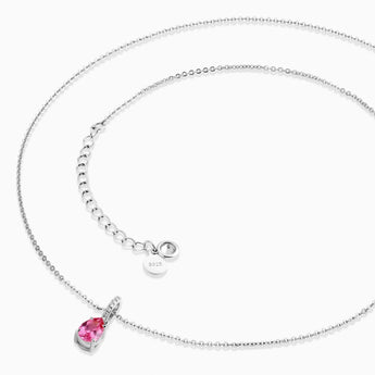 925 Sterling Silver Pear Pink Tourmaline Pendant Necklace - Ocean Tear Side View