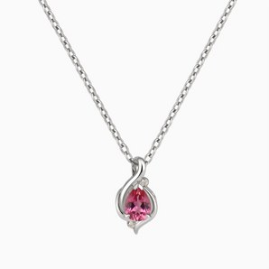 925 Sterling Silver Pear Pink Tourmaline Swirl Necklace - Eternal Flowline Front View