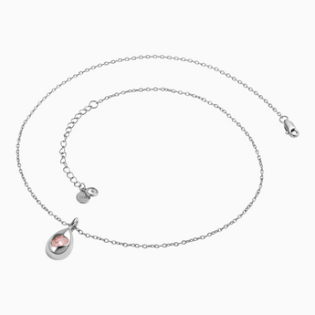 925 Sterling Silver Pear Rose Quartz Reversible Necklace - Inner Heart Side View