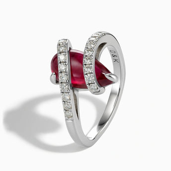 925 Sterling Silver Pear Ruby Wrap Ring - Orbit Side View