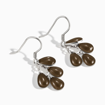 925 Sterling Silver Pear Smoky Quartz Dangle Earrings - Petal Rain Side View