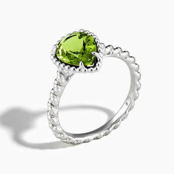 925 Sterling Silver Peridot Pear Ring - Still Light Side View