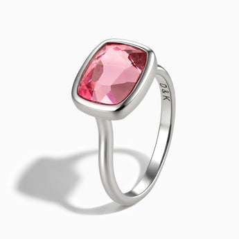 925 Sterling Silver Pink Tourmaline Cushion Ring - Pure Hush Side View