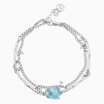 925 Sterling Silver Raw Aquamarine Layered Bracelet - Wild Vine Front View