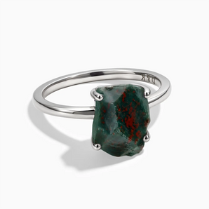 925 Sterling Silver Raw Bloodstone Ring - Freeform Front View