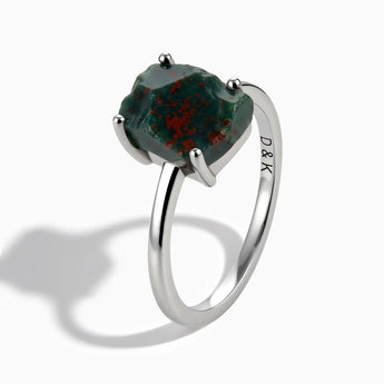 925 Sterling Silver Raw Bloodstone Ring - Freeform Side View