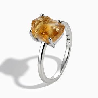 925 Sterling Silver Raw Citrine Ring - Freeform Side View