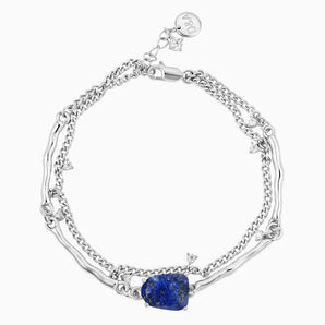 925 Sterling Silver Raw Lapis Lazuli Layered Bracelet - Wild Vine Front View
