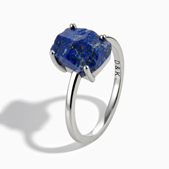 925 Sterling Silver Raw Lapis Lazuli Ring - Freeform Side View