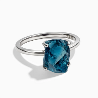 925 Sterling Silver Raw London Blue Topaz Ring - Freeform Front View