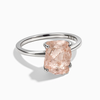 925 Sterling Silver Raw Morganite Ring - Freeform Front View