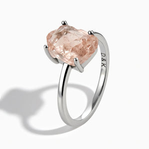 925 Sterling Silver Raw Morganite Ring - Freeform Side View