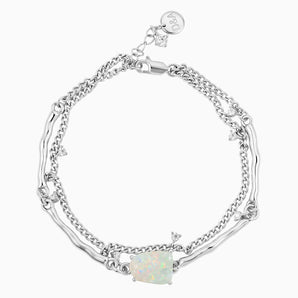925 Sterling Silver Raw Opal Layered Bracelet - Wild Vine Front View