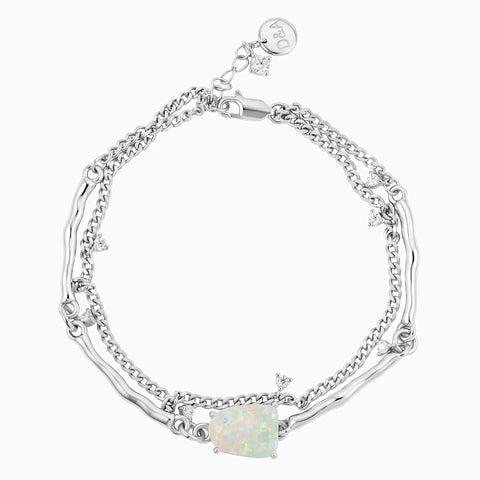 925 Sterling Silver Raw Opal Layered Bracelet - Wild Vine Front View