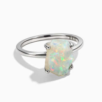 925 Sterling Silver Raw Opal Ring - Freeform Front View