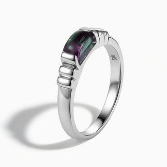 925 Sterling Silver Rectangle Alexandrite Cabochon Ring Axis Side View