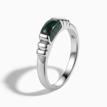 925 Sterling Silver Rectangle Bloodstone Cabochon Ring Axis Side View