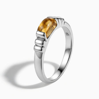 925 Sterling Silver Rectangle Citrine Cabochon Ring Axis Side View