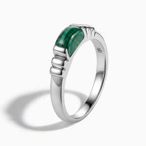925 Sterling Silver Rectangle Malachite Cabochon Ring Axis Side View