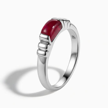 925 Sterling Silver Rectangle Ruby Cabochon Ring Axis Side View