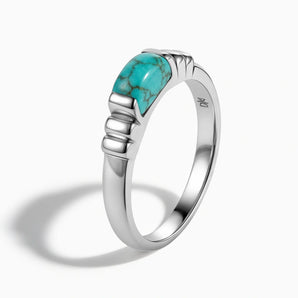 925 Sterling Silver Rectangle Turquoise Cabochon Ring Axis Side View