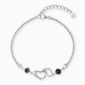 925 Sterling Silver Round Alexandrite Heart Infinity Bracelet - Evermore Front View