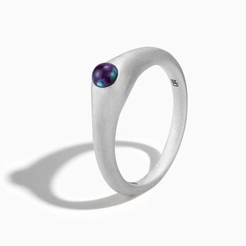 925 Sterling Silver Round Alexandrite Sandblasted Dome Ring - Morning Frost Side View